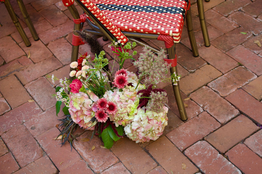 Aisle markers, later repurposed as the staircase installation — Taylor and John’s Wedding at The Columns