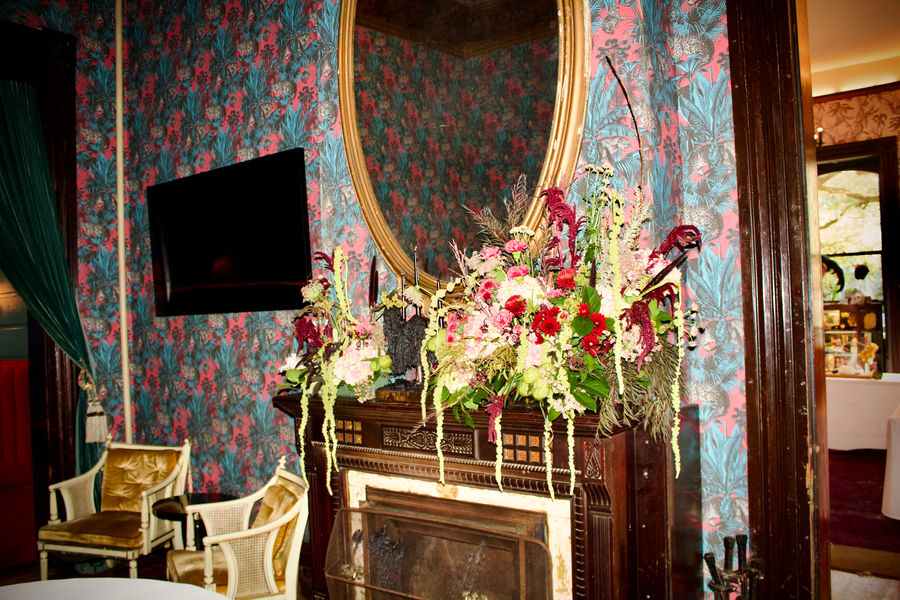 The mantle at The Columns Hotel — Taylor and John’s Wedding at The Columns